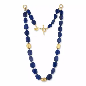 Lika Behar Lapis and 24kt Gold Beaded Necklace