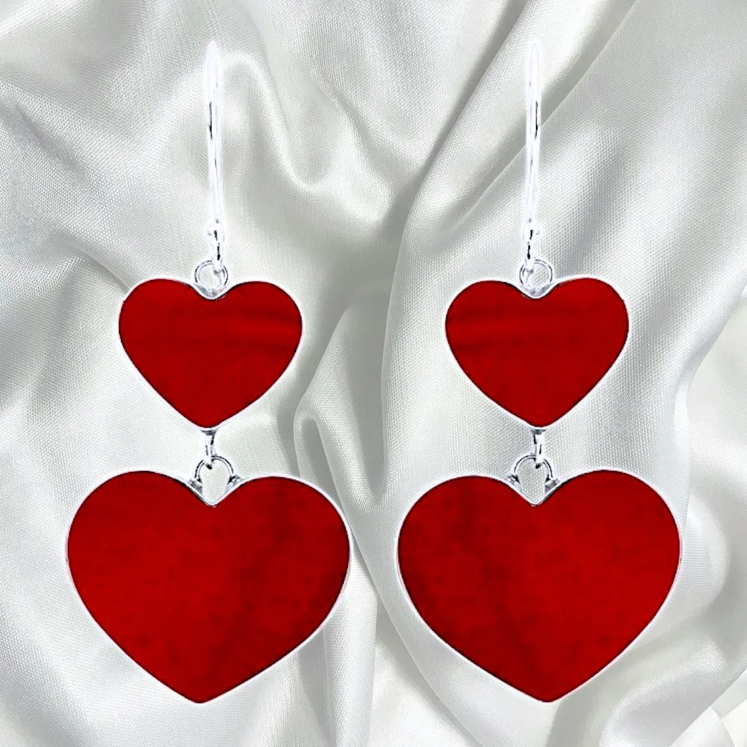 Love Hearts Coral Earrings