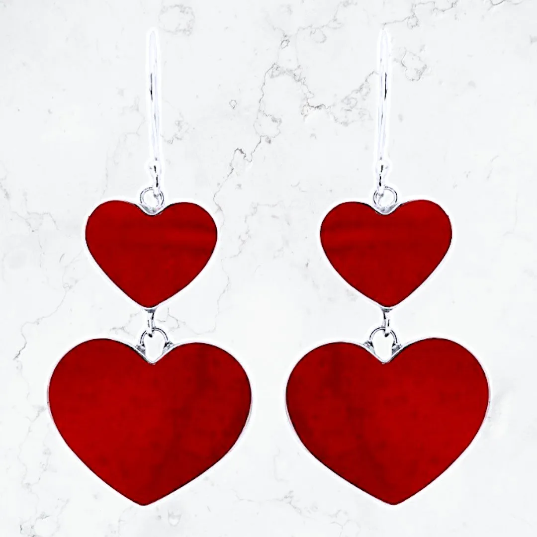 Love Hearts Coral Earrings