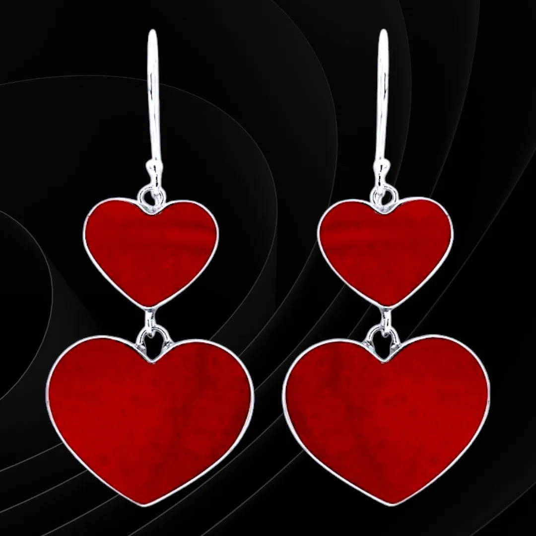 Love Hearts Coral Earrings