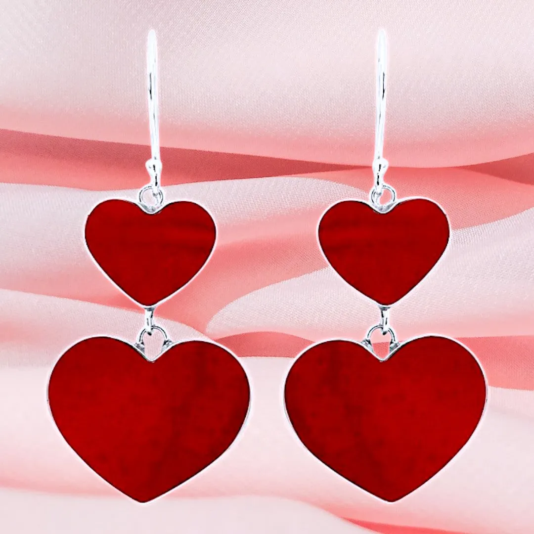 Love Hearts Coral Earrings