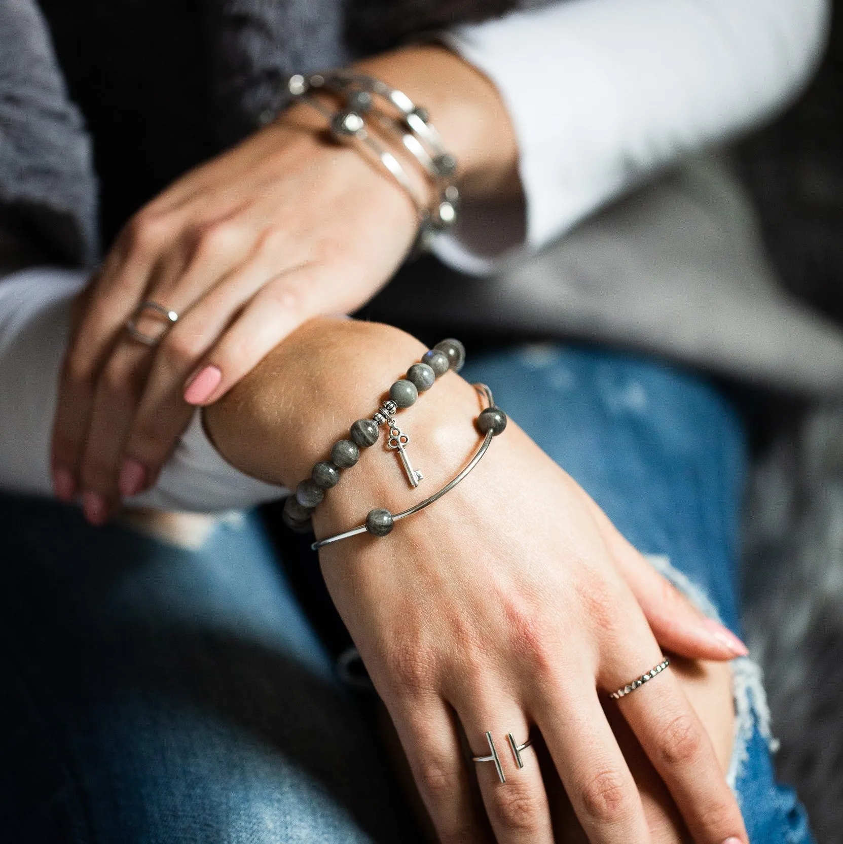 Love | Stone Beaded Charm Bracelet | Labradorite - Enlightenment