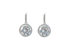 Lucy - Round Crystal Simple Bridal Drop Earrings