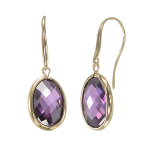 Lustrous Sparkling Amethyst 18K Gold Vermeil Earrings