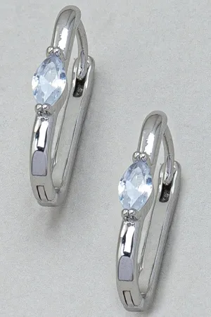 Making Moves Oval CZ Hoop Earrings Rhodium