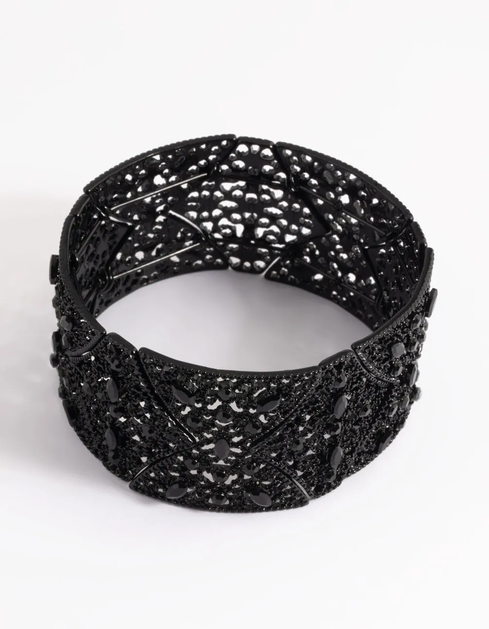 Matte Black Diamante Statement Bracelet