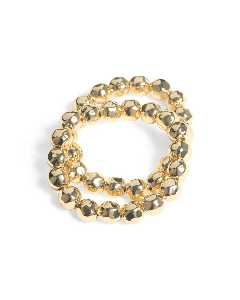 Metal Pearl Bracelet Set