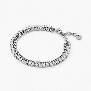 Michael Kors Metal-Plated Brass Double Chain Tennis Bracelet, Silver