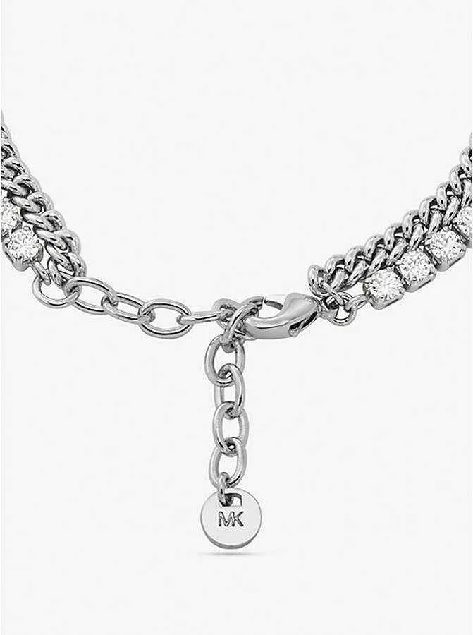 Michael Kors Metal-Plated Brass Double Chain Tennis Bracelet, Silver