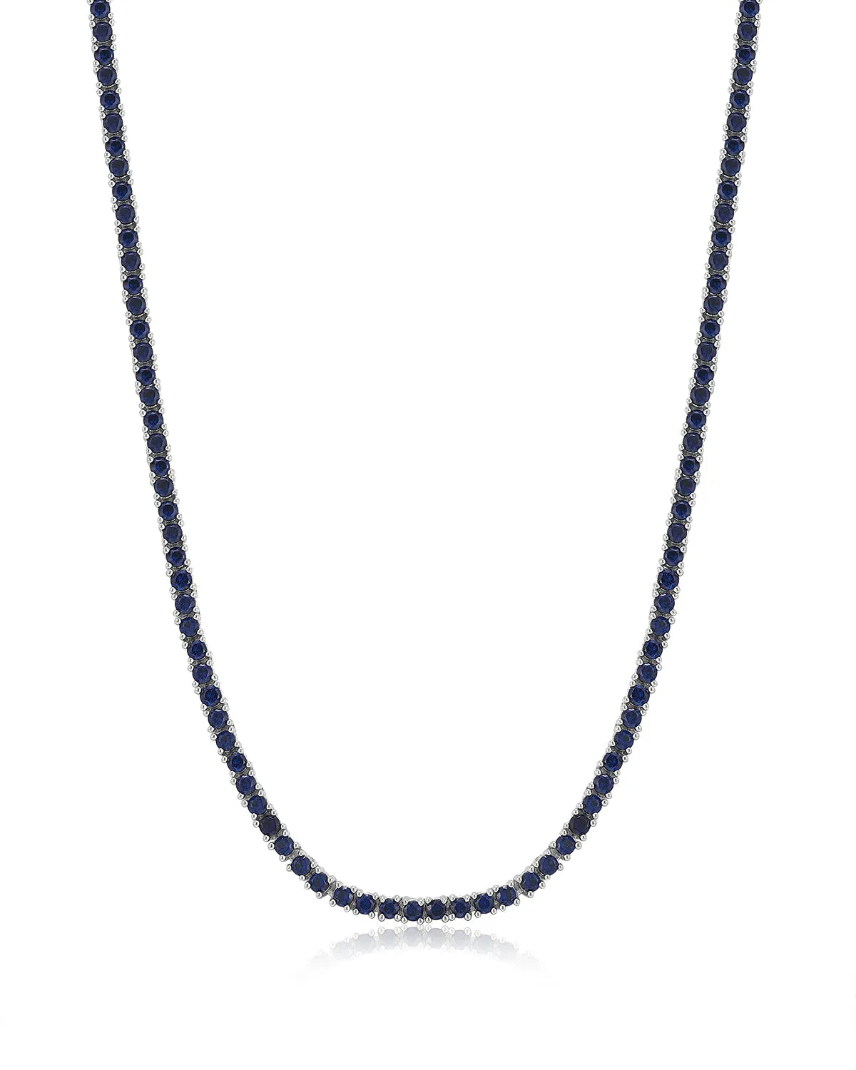 Mini Ballier Necklace- Blue Sapphire- Silver