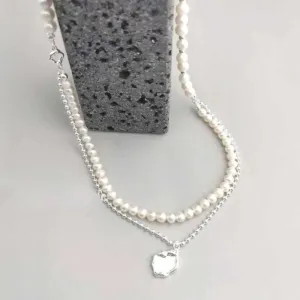 Multilayer Pearl Necklace with Sterling Silver Chain-Superior Lake