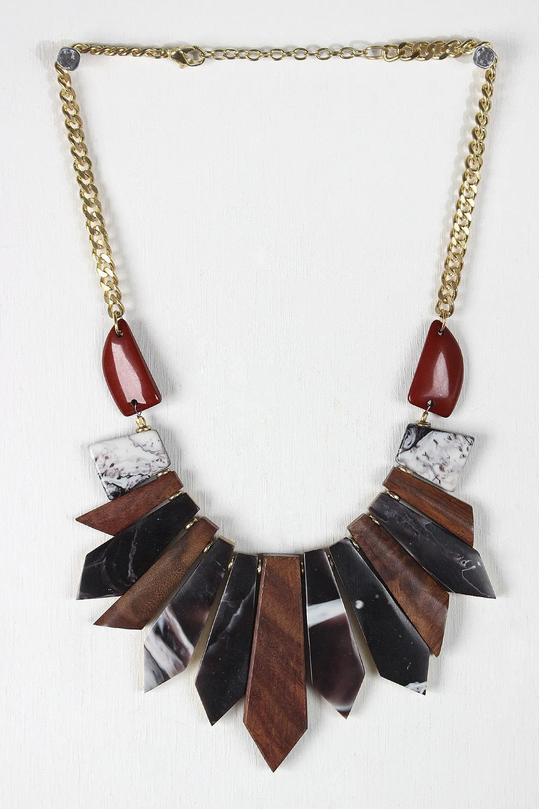 Natural Elements Geometric Statement Necklace