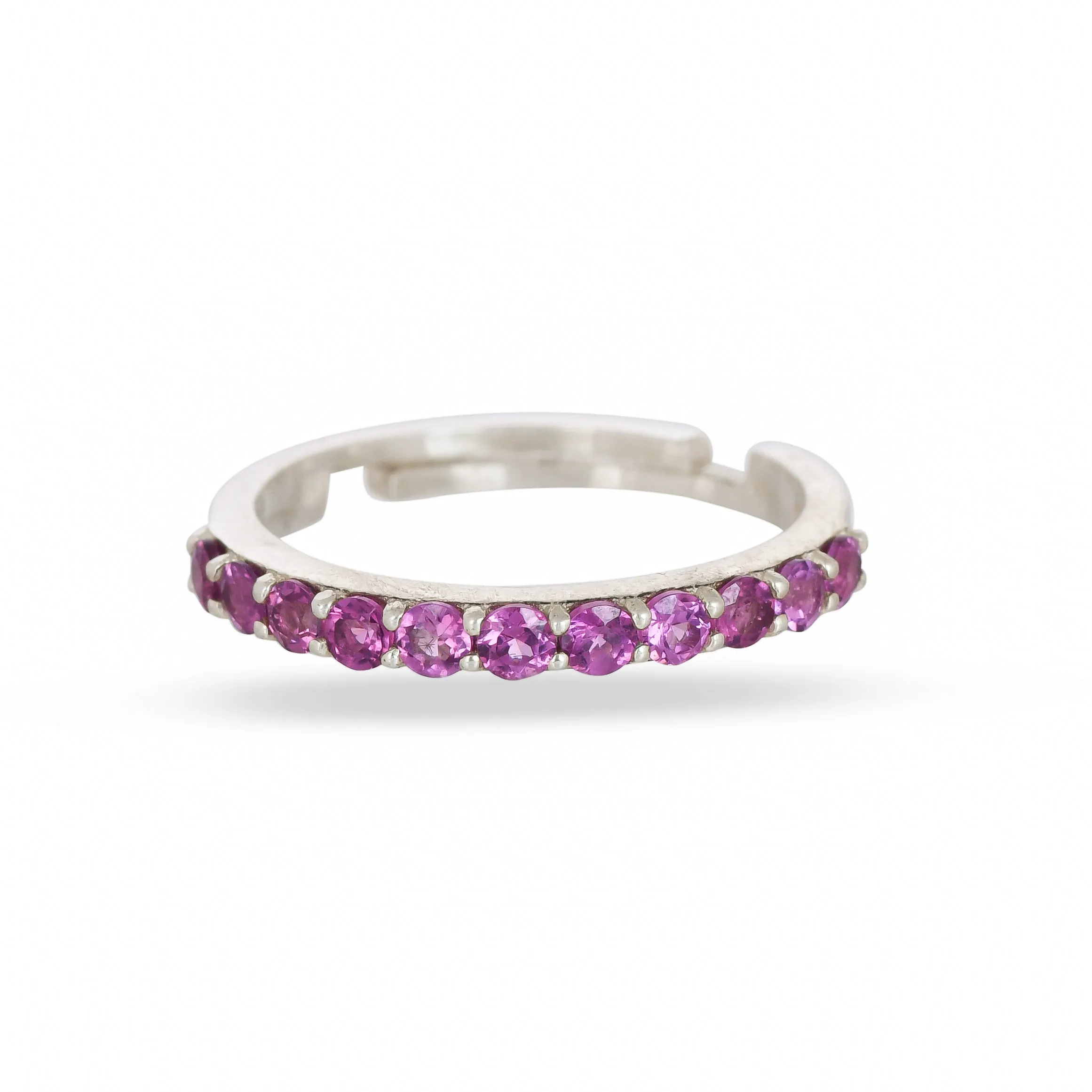 Natural Purple Garnet Silver Band Ring - From Purl