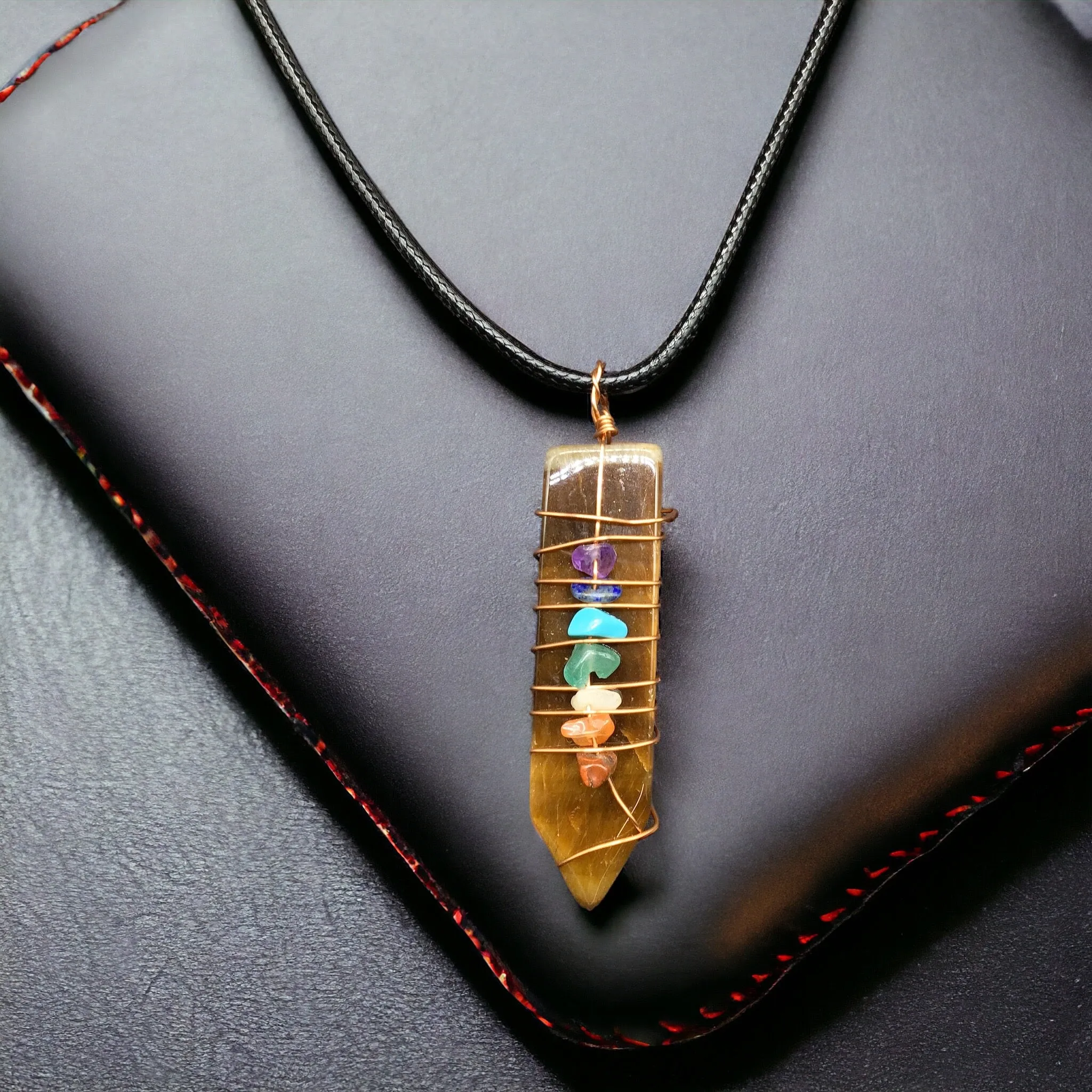 Natural Sword Chakra Unisex Brown Pendant