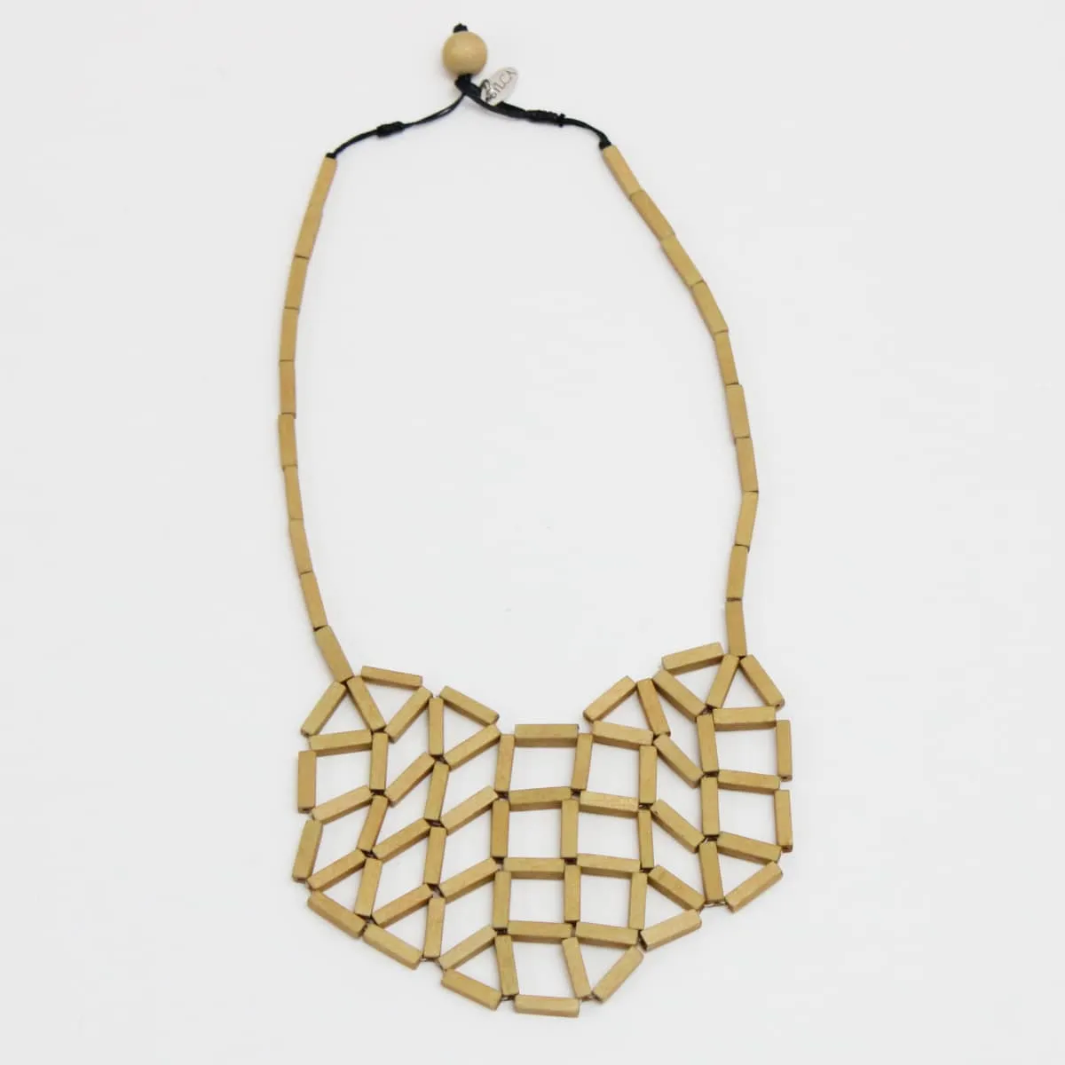 Nature-Inspired Wooden Bib Necklace