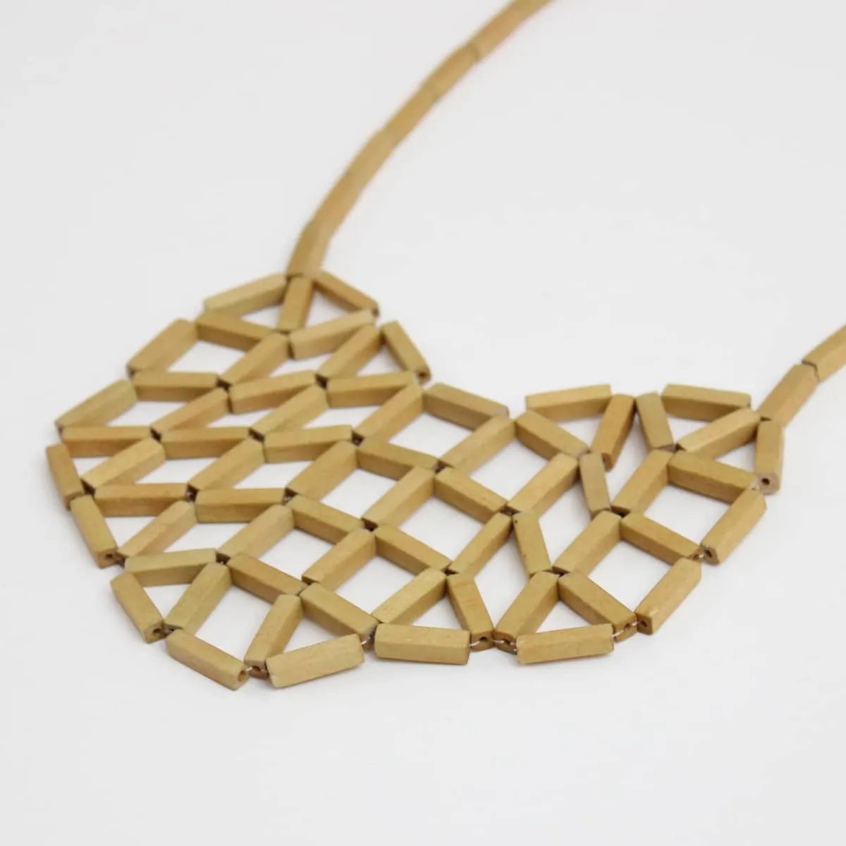 Nature-Inspired Wooden Bib Necklace