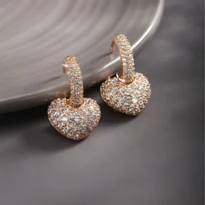 New Heart Earrings Alloy Micro-encrusted Zirconium Earrings Personalized Fashion Love Earrings for Women