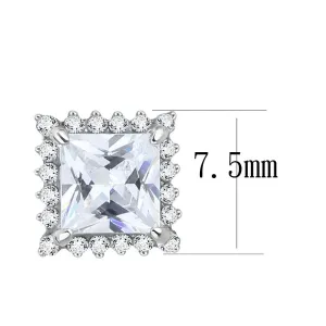 No Plating Stainless Steel Earrings with AAA Grade CZ in Clear for Women Clear Stone Color Style DA326