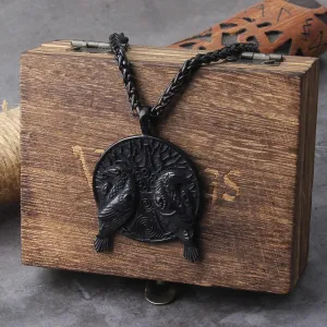 Norse Black Odin Huginn And Muninn Raven Pendant Viking Necklace