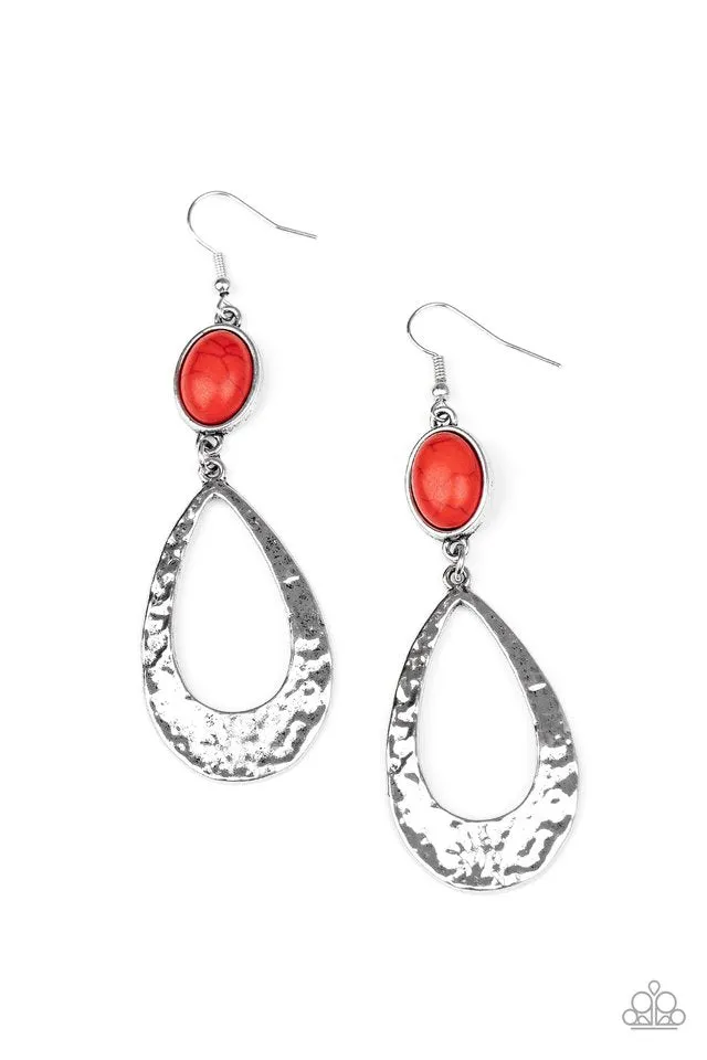 Paparazzi Earring ~ Badlands Baby - Red