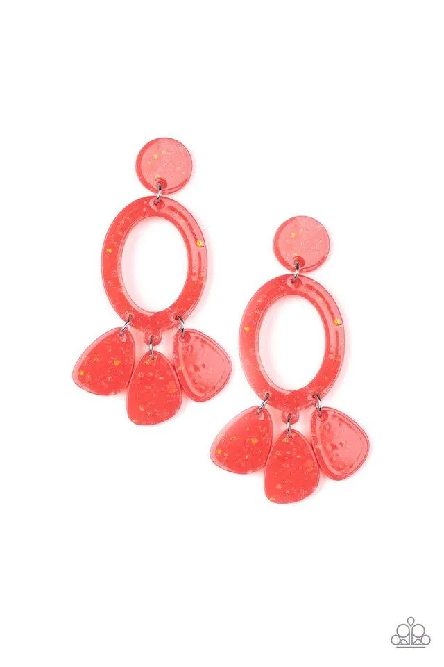 Paparazzi Earring ~ Sparkling Shores - Orange