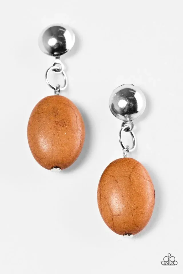 Paparazzi Earring ~ Stone Cliffs - Brown