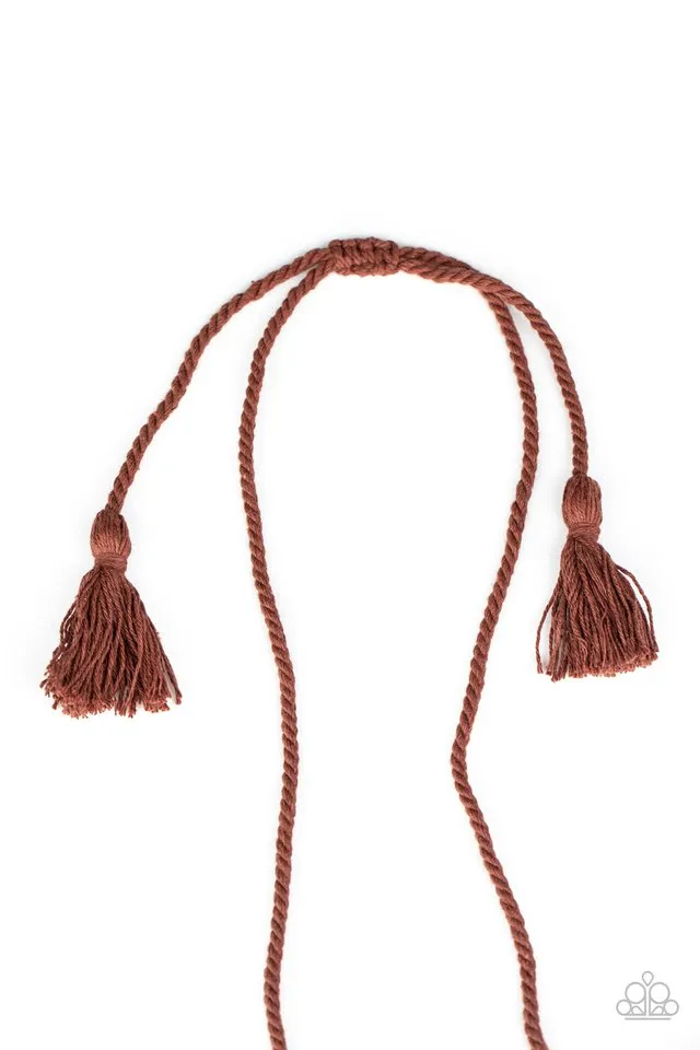 Paparazzi Necklace ~ Macrame Mantra - Brown