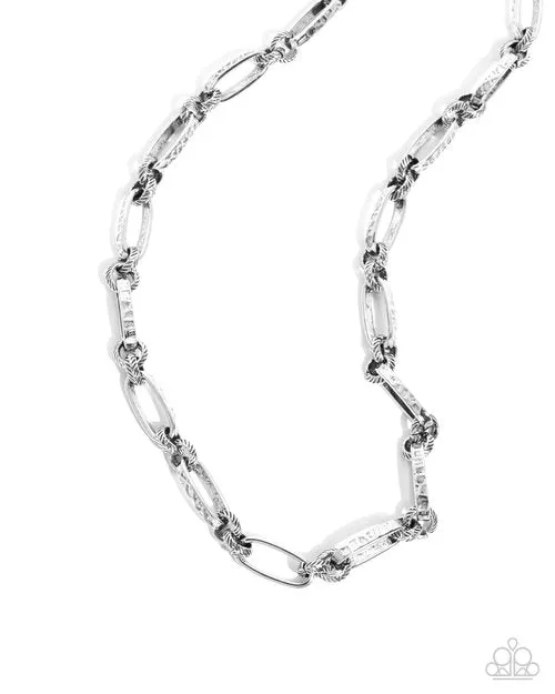 Paparazzi Necklace ~ Trenchant Texture - Silver