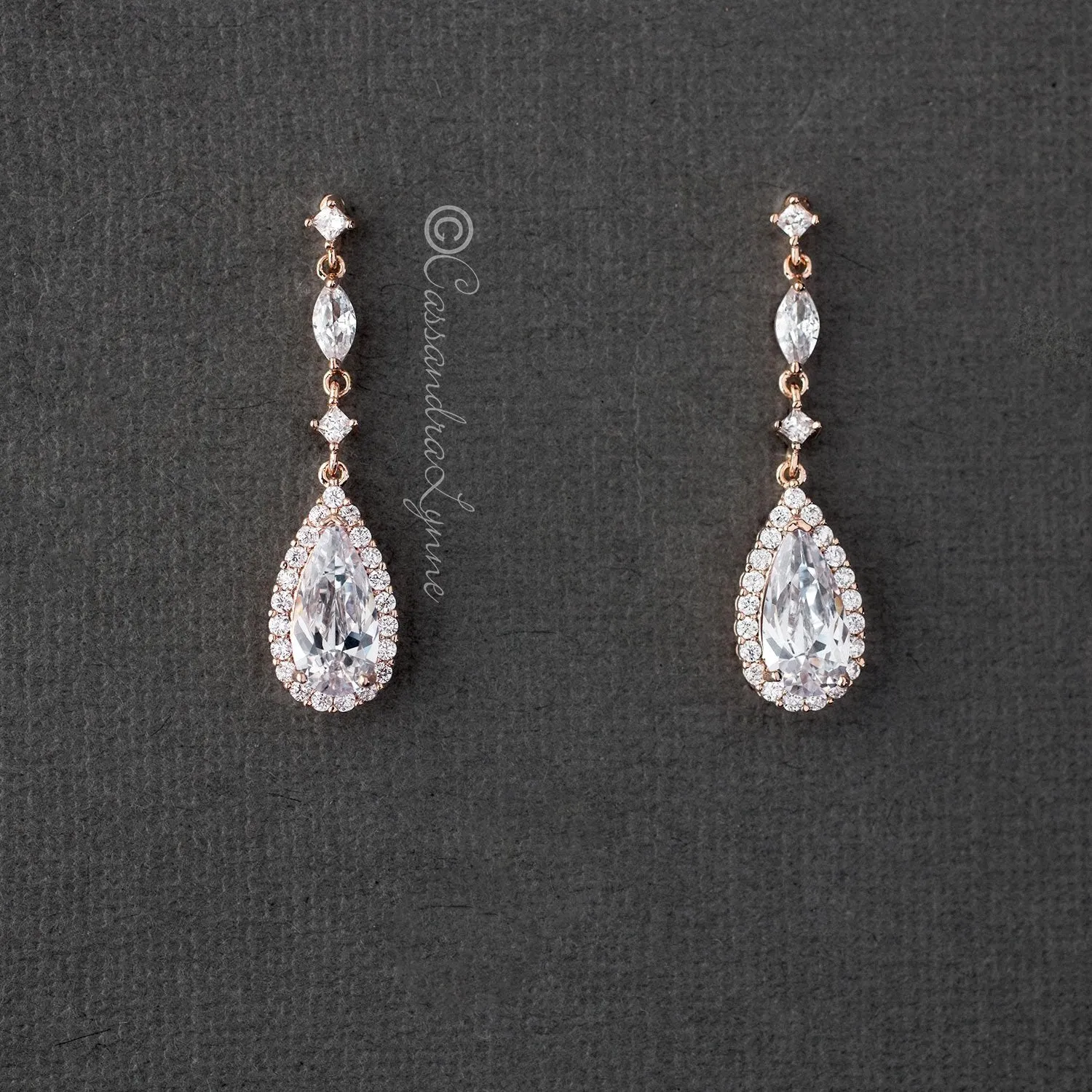 Pave Elongated Pear Drop CZ Earrings