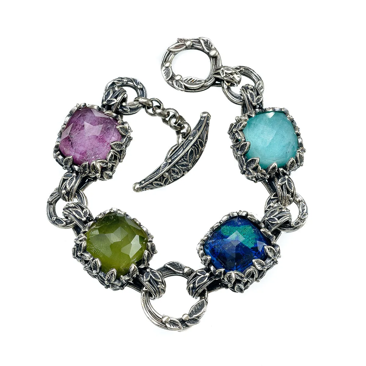 Pop Rocks Silver Ivy Bezel Station Bracelet