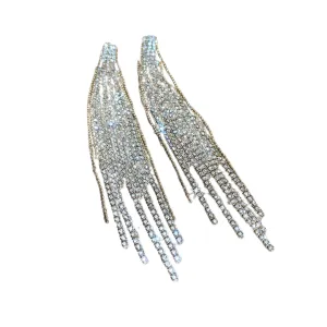 Pre Order:  Diamond Zircon Long Tassel Earrings