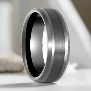 PRECISION | Gun Metal Ring, Brushed Center, Beveled Edge