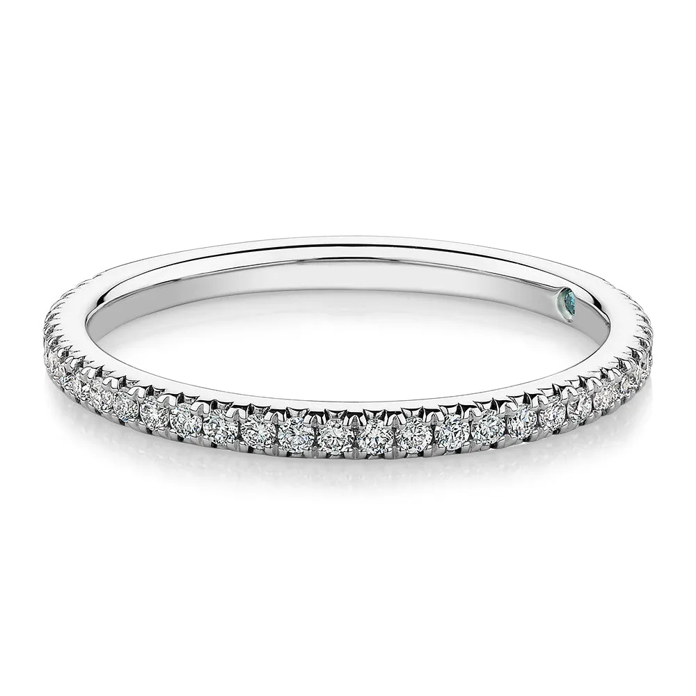 Premium Laboratory Created Diamond, 0.23 carat TW round brilliant wedding or eternity band in 14 carat white gold