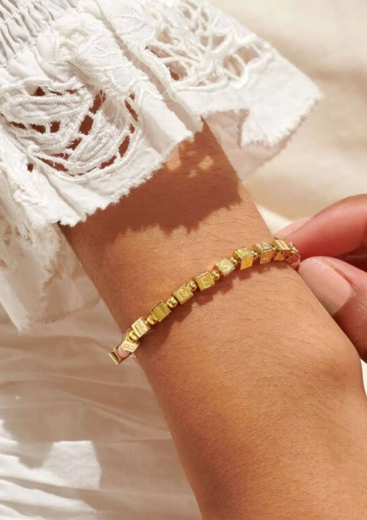 "Bridesmaid" Gold Stretch Bracelet