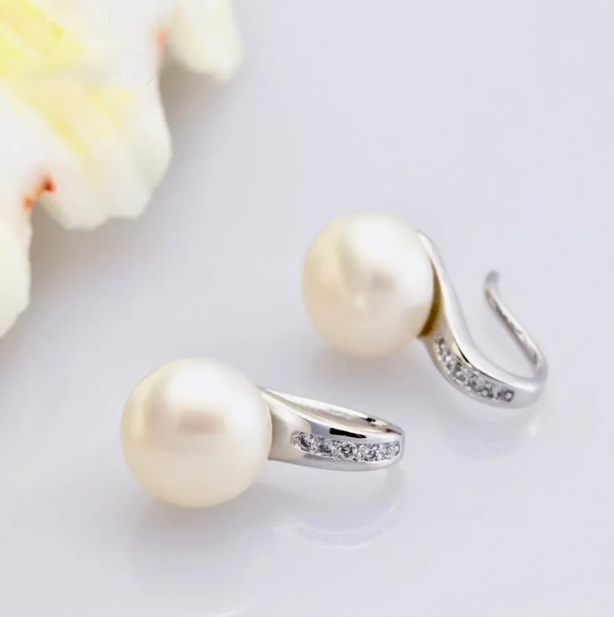 "Rory" - Freshwater Pearl and Sterling Silver Bridal Earrings