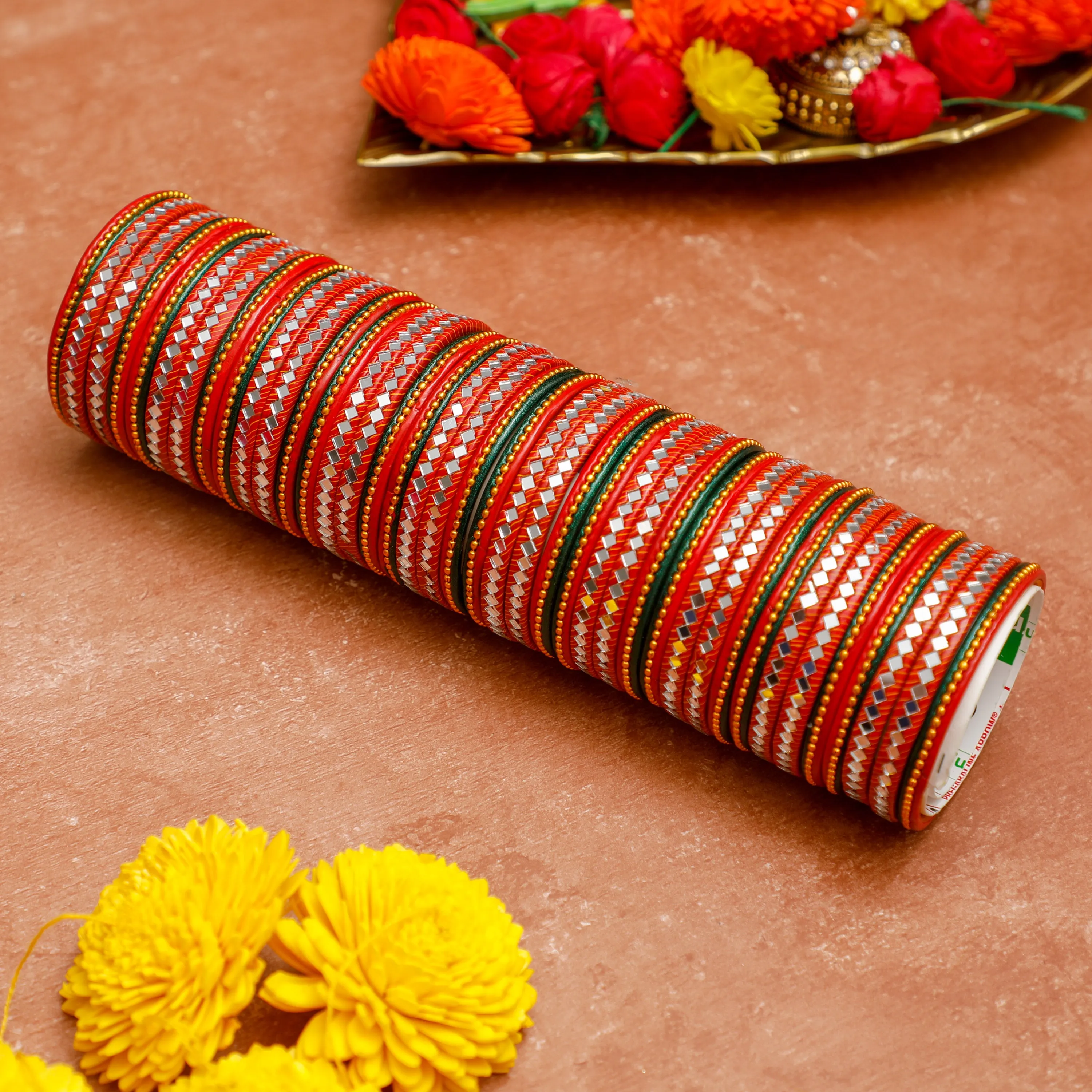 Red Colour Mirror Bangles