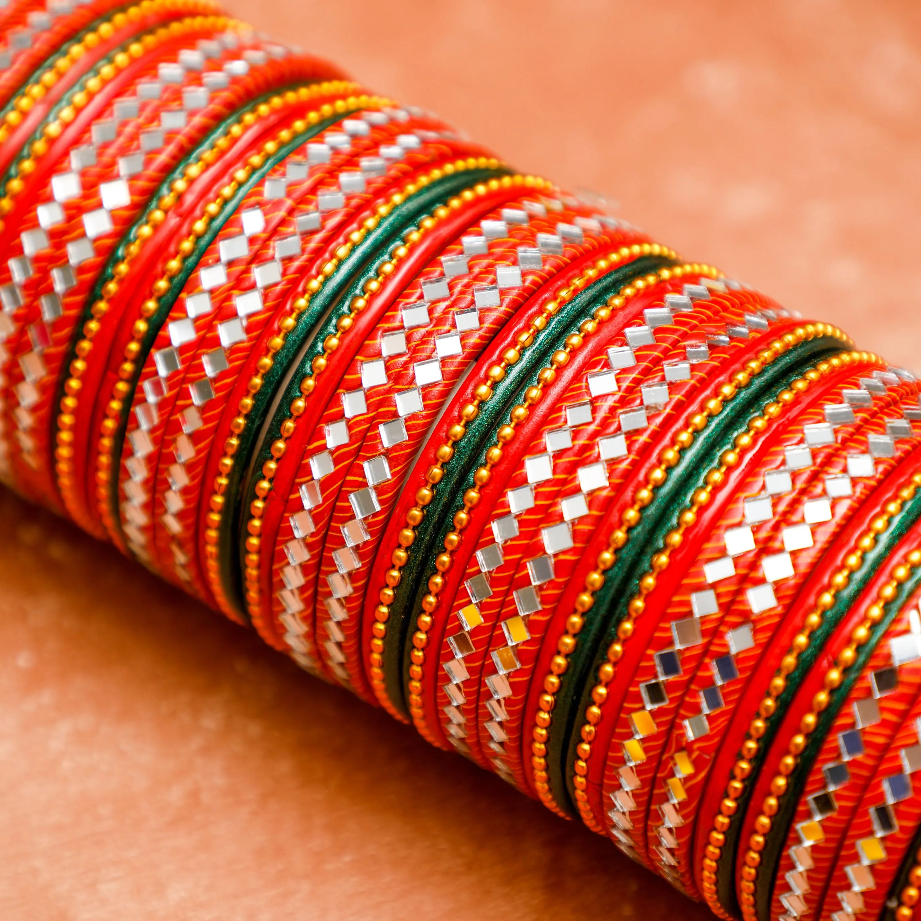 Red Colour Mirror Bangles