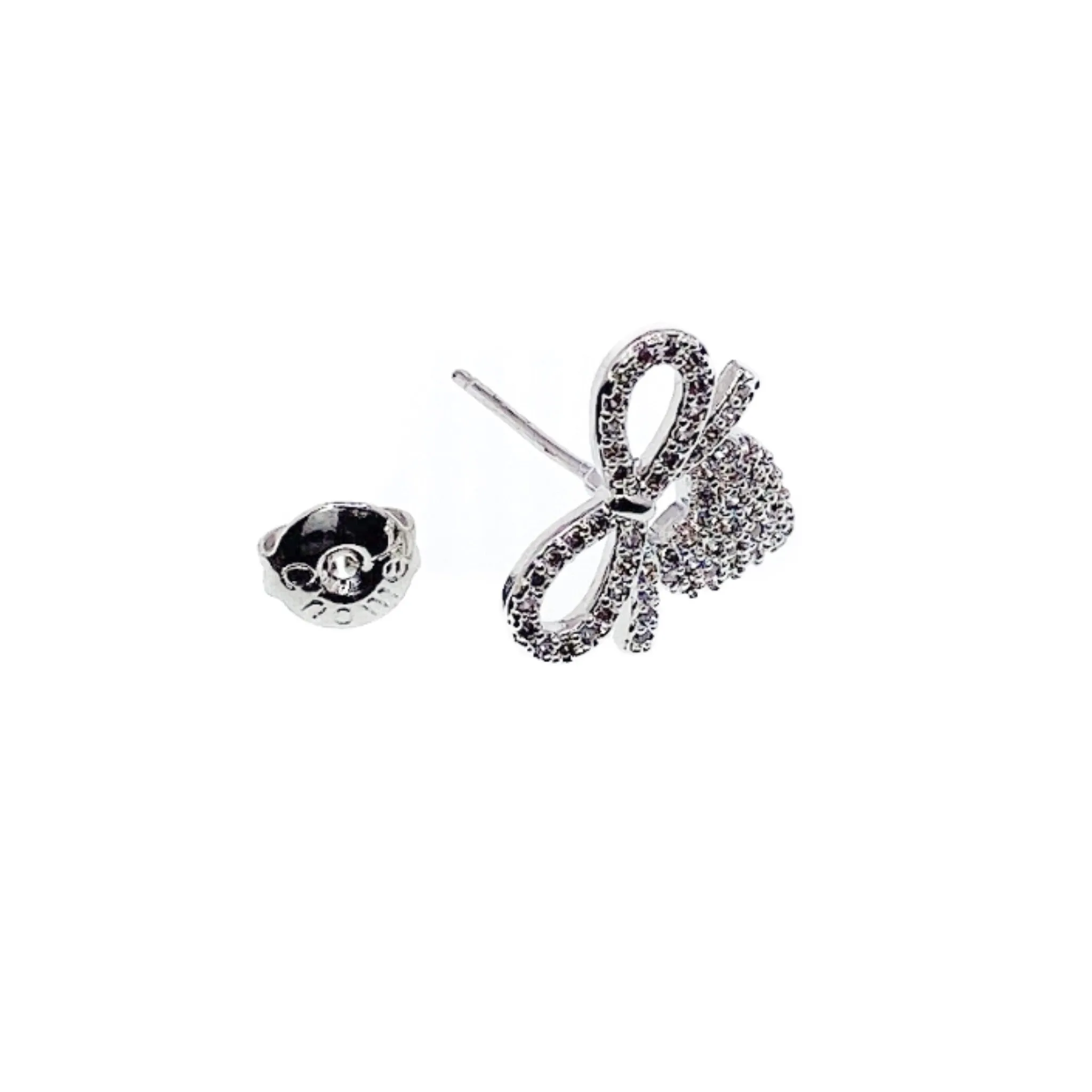 Ribbon Heart Cubic Zirconia Earring