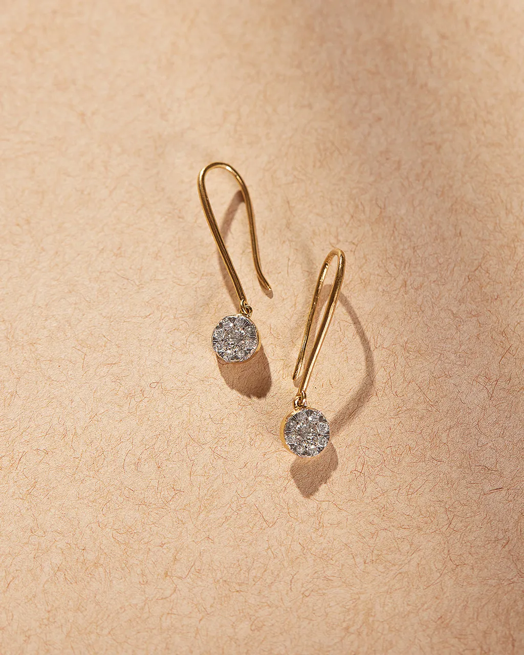 Round Cluster Diamond Drop Earrings