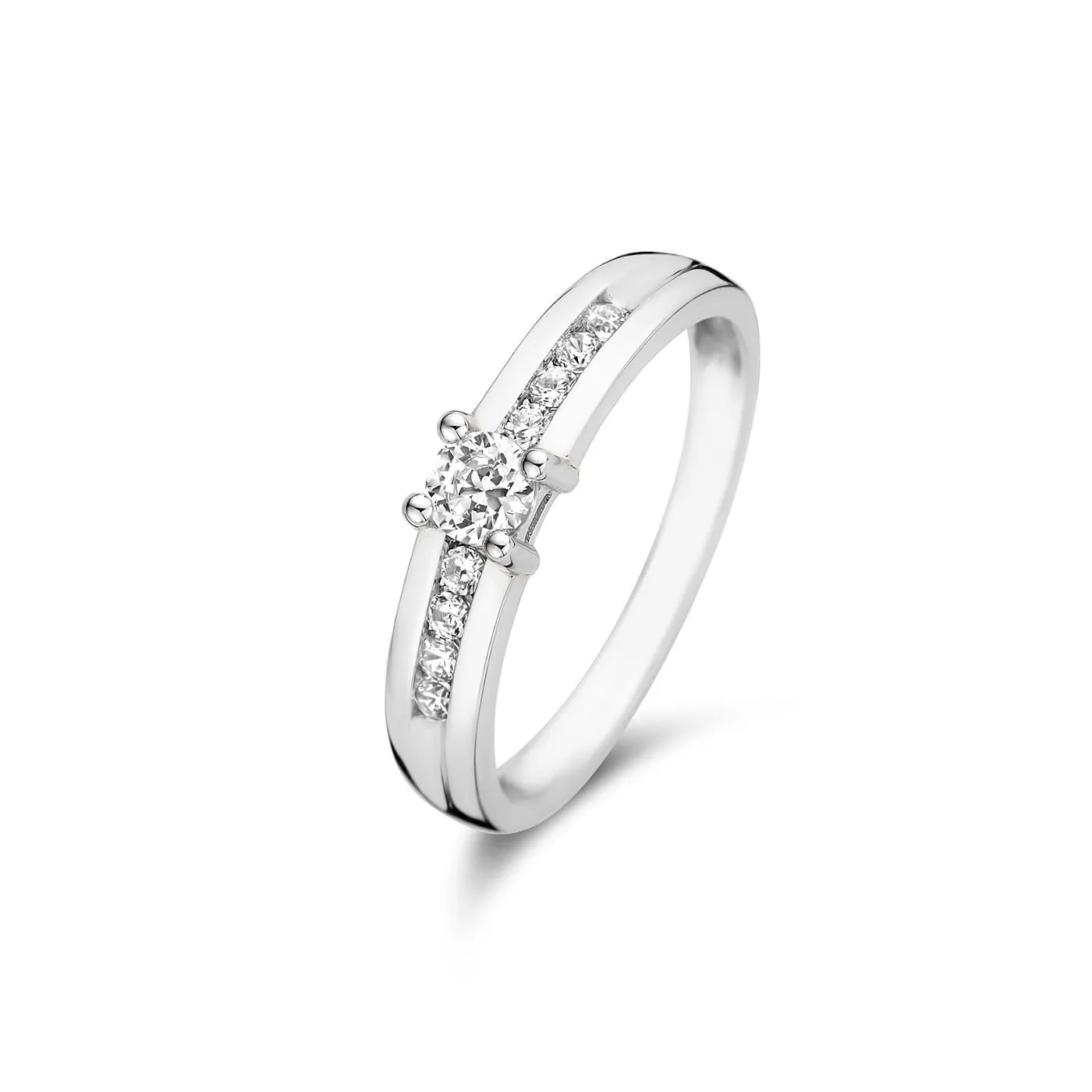 Saint Germain Estee 14 karat white gold ring with zirconia stones