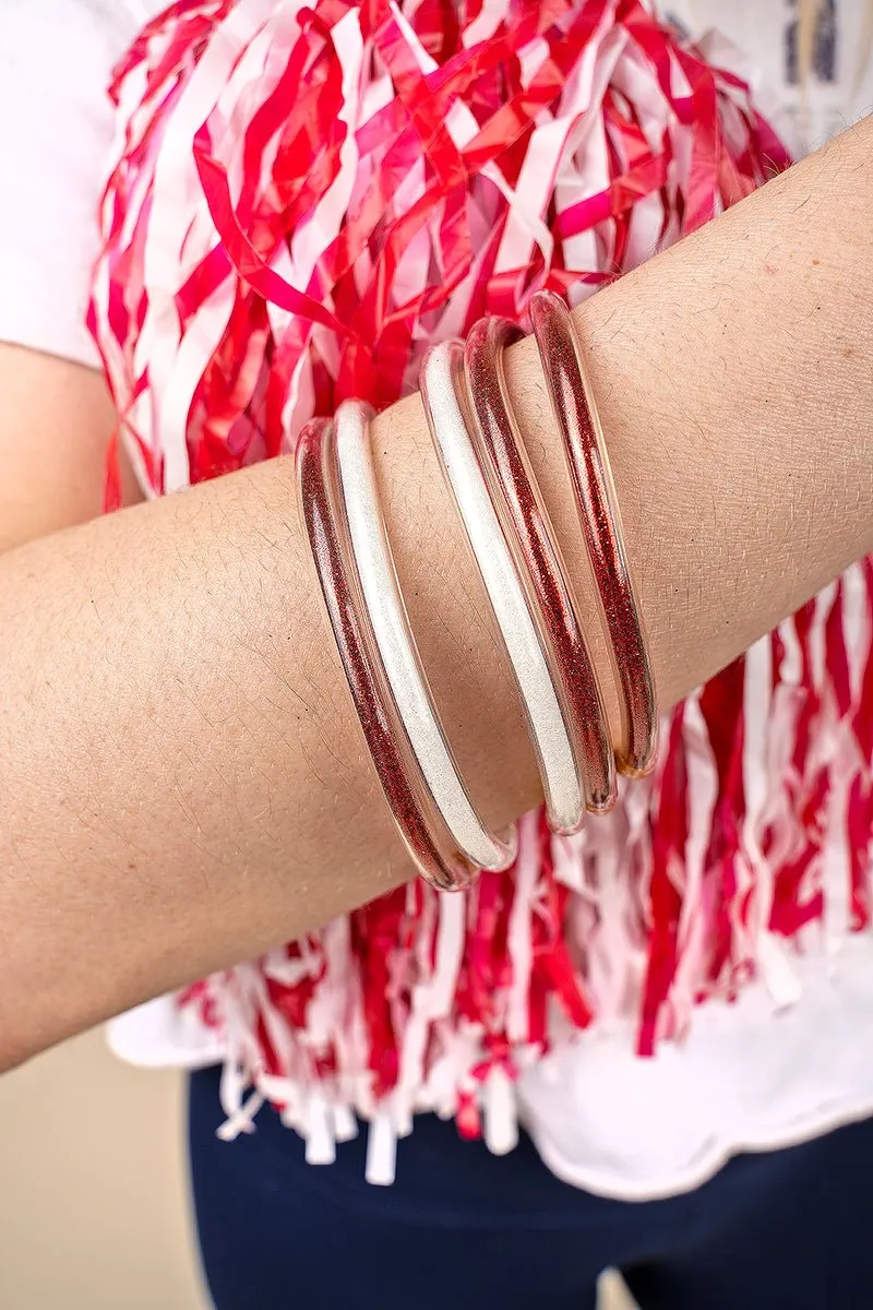 SALE 75% OFF! Refuse To Lose Red and White Glitter Jelly Tube Bracelet Set