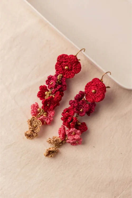 Samoolam Red Shower Floral Danglers