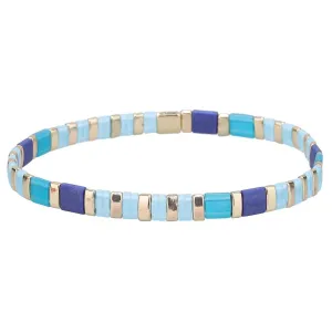 Scarlett Gold and Blues Tile Bracelet