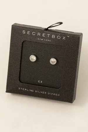 Secret Box Stud Earrings in White Gold