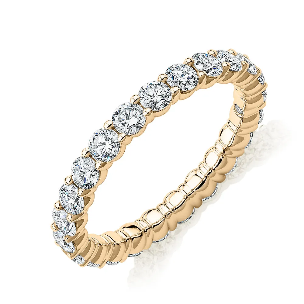 Signature Simulant Diamond 1.86 carat* TW round brilliant all-rounder wedding or eternity band in 14 carat yellow gold