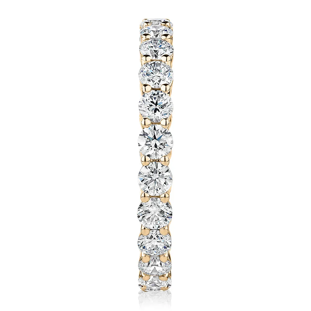 Signature Simulant Diamond 1.86 carat* TW round brilliant all-rounder wedding or eternity band in 14 carat yellow gold