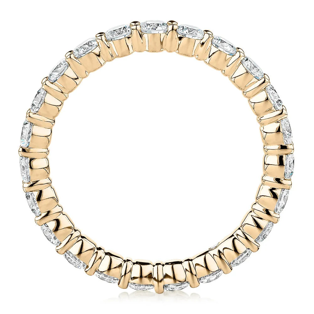 Signature Simulant Diamond 1.86 carat* TW round brilliant all-rounder wedding or eternity band in 14 carat yellow gold