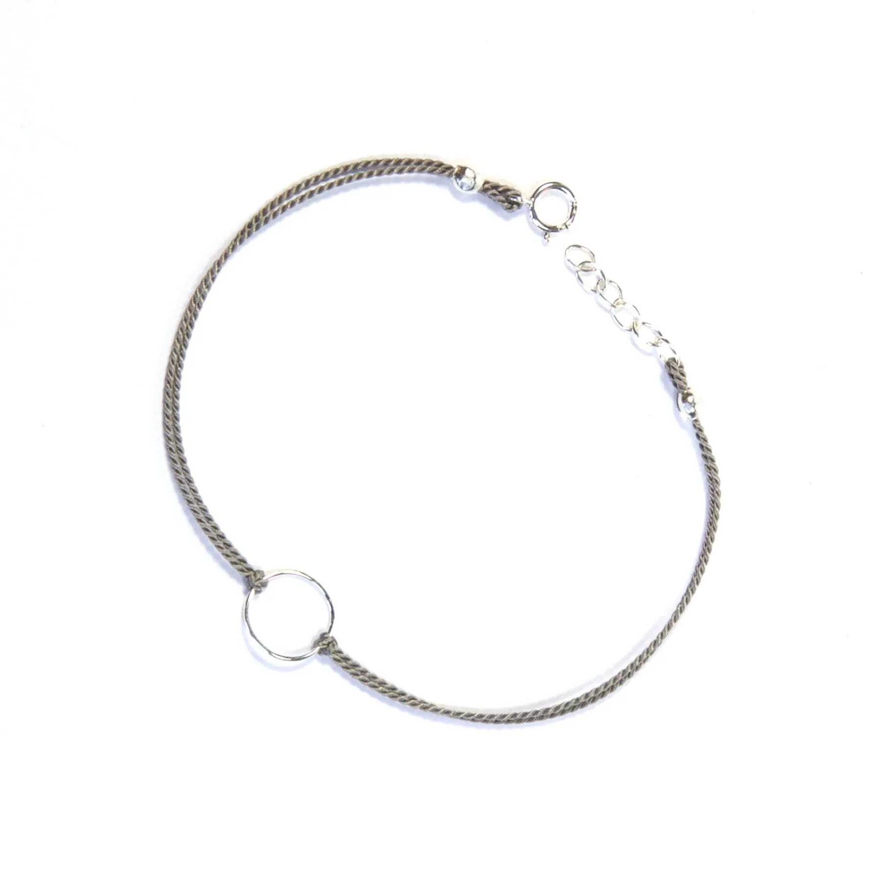 Silk Circle Bracelet | Gray, Silver