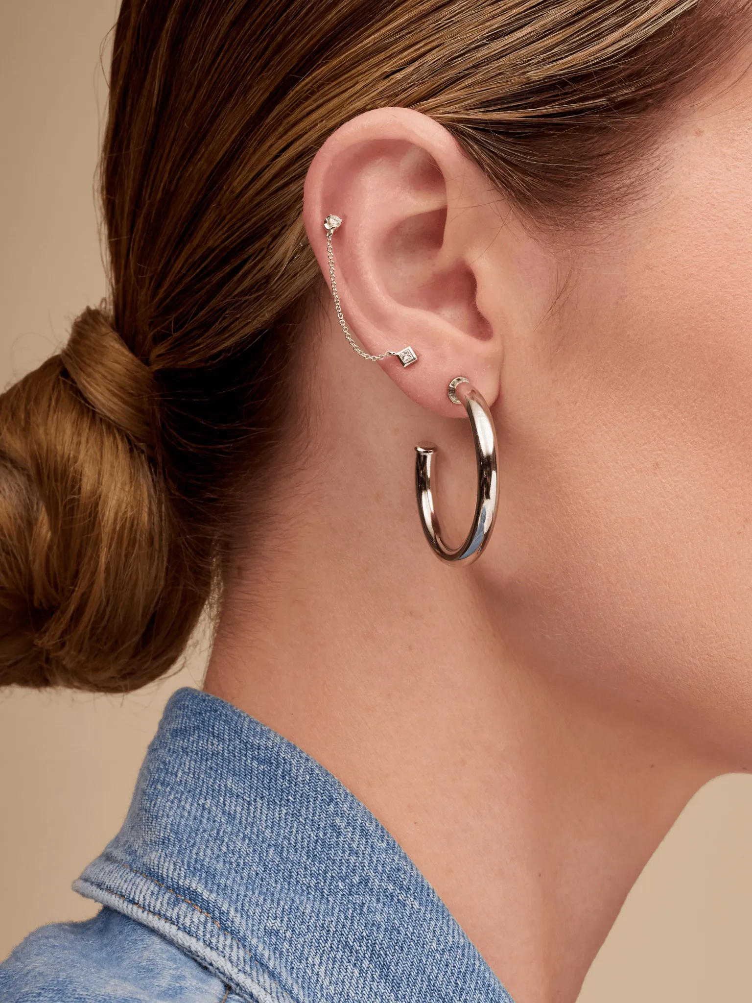 Silver Chunky Hoop Earrings