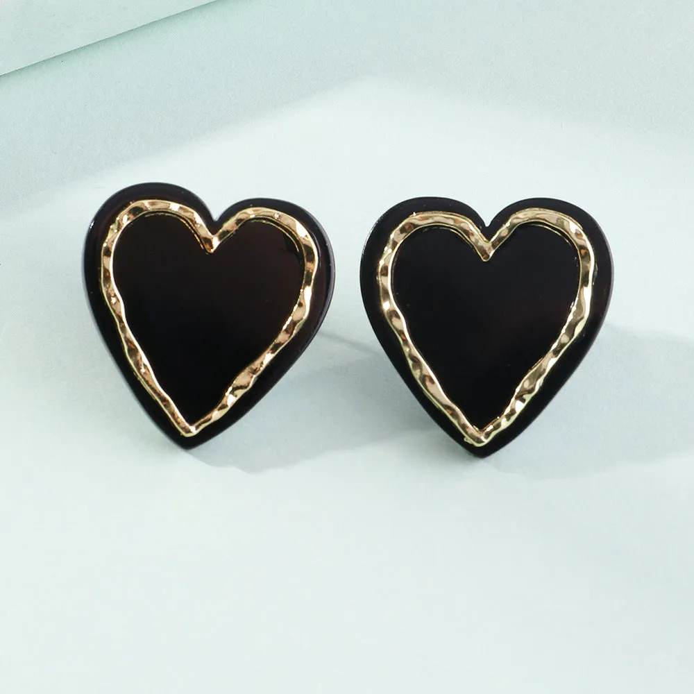 Small And Exquisite Alloy Acrylic Peach Heart Earrings